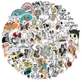 Set di 50 adesivi a forma di teschio cartone animato impermeabili per laptop e valigie - Teschio Arte Cartone Animato