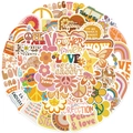 Pack de 50 pegatinas Groovy Boho Hippie con flores y arcoíris para maletas - Estilo Bohemio Vintage