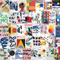 Set mit 40 Bauhaus-Art-Postern mit bunten geometrischen und abstrakten Minimal-Designs - Bauhaus Kunstposter Stil