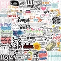 Set mit 50 bunten spanischen Motivationsstickern mit Blumen- und Schmetterlingsmotiven - Spanisch