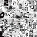 60 schwarz-weiße Collage-Aufkleber im Vintage-Stil für Koffer und DIY-Deko - Schwarz-Weiß-Collage-Stil