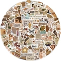 112Pcs vintage aesthetic collage stickers in warm brown tones for DIY luggage decor - Vintage Art Collage Style