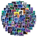 Set di 56 adesivi cyberpunk con motivi spaziali neon e arte astratta metallica - T01042986