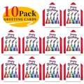Flat lay of 10 watercolor birthday cards with party hats and red envelopes set - Watercolor Birthday Hats Style