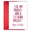 Minimalist birthday card set with colorful typography and a bright red envelope - Humorous Text Style (T020400930)