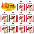 Detailed set of 10 cartoon meerkat birthday cards with matching red envelopes in a neat grid - T020401110