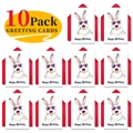 Detail view of 10 pack watercolor bunny birthday cards with vibrant red envelopes - Little Rabbit Style (T020400641) / 10 Sheets Set