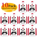 Detailed view of 10 pack birthday cards featuring cute watercolor pandas and red envelopes - Giant Panda Style (T020400640) / 10 Sheets Set