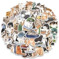 Variety pack of waterproof cartoon cat stickers in different funny poses and watercolor styles - Hand-painted Healing Cat Style (GT195)