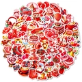 Set de stickers romantiques rouges avec animaux mignons et illustrations de cœurs - Autocollants à Thème Romantique Rouge (T01042878)