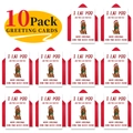 Lot de 10 cartes de Noël humoristiques avec chiens en bonnet et enveloppes rouges - Ensemble Carte Et Enveloppe