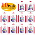Lot de 10 cartes d'anniversaire avec illustration de gâteau et enveloppes rouges - Ensemble Carte et Enveloppe