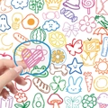 56-pack colorful cartoon PET stickers with cute hand-drawn patterns and transparent edges - Colorful Cartoon Doodle Style (T01042902)