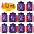 Set mit 10 großen Happy Birthday Karten im Neon-Stil mit roten Umschlägen - Neon Geburtstagskarten Und Umschläge Set