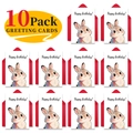 Vue détaillée de 10 cartes d'anniversaire lapin aquarelle avec enveloppes rouges - Motif de lapin Cartes et enveloppes (T020401108)