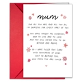 Hartelijke Mum wenskaart met rode envelop voor dankbaarheid op Moederdag. - Hartelijke Engelse Vers Stijl Voor Mama (T020400918)