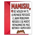 Detail van de Poolse Moederdagkaart met rode hartpictogrammen en rode bijpassende envelop - Poolse Mamusiu Creatieve Stijl (T020400920)