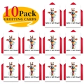 Set of 10 large birthday cards featuring watercolor giraffe icons and red envelopes - Funny Giraffe Style (T020400611)