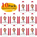 Set of 10 funny watercolor chick birthday cards with matching red envelopes and 10 pack label - Funny Watercolor Chick Style (T020400612) / Card And Envelope