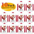Macro view of 10 pack birthday cards with cute fox illustrations and red envelopes - Little Fox Style (T020400642) / 10 Sheets Set
