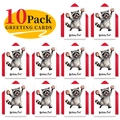 Details von 10er-Pack Aquarell-Waschbär-Geburtstagskarten mit roten Umschlägen im Set - Aquarell Waschbär Stil (T020400644)