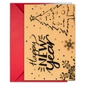 Roter Umschlag und beige Happy New Year Grußkarte mit künstlerischen Feiertagsskizzen - Neujahrskarte Stil B (T020401104)