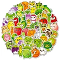 Lot de 56 autocollants mignons d'animaux légumes étanches pour décor de bagages et PC - Style Hybride Légumes Animaux (T01042925)