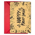 Festliches rotes Umschlag- und cremefarbenes Neujahrskarten-Set mit handgezeichneten Motiven - Neujahrskarte Stil A (T020401103)