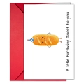 Funny Birthday card with a cute cartoon toast illustration and a red envelope - Toast Pun Greeting Style (T020401193)