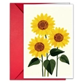 Dettaglio del set di biglietti botanici girasole e busta rossa con disegno acquerello - Stile Illustrazione Girasole (T020401117)