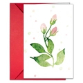 Dettaglio di un biglietto d'auguri floreale con busta rossa brillante per celebrazioni - Stile Bocciolo di Fiore Rosa (T020401120)