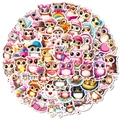 Adorable pink owl cartoon graffiti stickers set for DIY scrapbooking and decoration - Large Eyed Owl Style (T01042826)