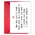 Dettaglio del biglietto di San Valentino con cuore e busta rossa con messaggio - Stile Ti Amerò Sempre (T020401094)