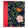 Vintage-Grußkarte mit rosa Pfingstrosen und blauem Hintergrund auf rotem Umschlag - Rosa Pfingstrose Schmetterling Stil (T020401211)
