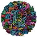 Neon raceauto graffiti stickers voor koffers en flessen met coole glow-in-the-dark - Neon Race Thema (T01042801)
