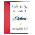 Minimale weiße Klappkarte mit rotem Umschlag und 'FINE THEN' Design-Schriftzug - Fabulous Slogan Stil (T020401134)