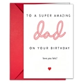 Dettaglio del biglietto di auguri per papà con busta rossa e design dallo stile minimal - Buon Compleanno Papà (T020401677)