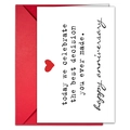 Romantic anniversary greeting card with red envelope and red heart detail - Red Heart Celebration Style (T020401139)