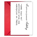 Carte de vœux d'anniversaire de mariage minimaliste avec une enveloppe rouge vive - Style de Citation Humoristique Manuscrite (T020401140)
