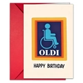 Creative OLDI birthday card set with a red envelope featuring a funny supermarket logo design - Single Pack (T020401218)