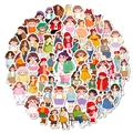 Pack de 56 pegatinas de niñas rellenas de dibujos animados para decorar casco y notas - Ilustración de Chicas de Dibujos Animados Lindos (T01042965)