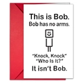 Minimalist humor greeting card with simple line art and a vibrant red envelope set - Creative Line Figure Bob Folded Style(T020401266)