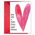 Detail der weißen Karte mit Aquarell-Herz und rotem Umschlag für den Valentinstag - Englisch-Du Bist Ein Seltener Fund (T020401157)