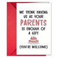 Humorous birthday card with pink cake illustration and matching red envelope - Pink Cake Style (T020401155)