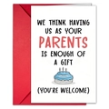 Detail of creative birthday card with red envelope featuring a hand-drawn cake illustration - Blue Cake Style (T020401156)