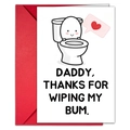 Carte de remerciement humour pour papa avec motif cartoon et enveloppe rouge - Style de Toilettes de Dessin Animé (T020401247)