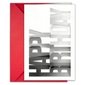 Detailed top view of a white Happy Birthday card with a vibrant red envelope - T020401228