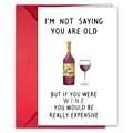 Funny birthday card with wine illustration and red envelope for creative celebration - T020401250