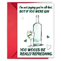 Funny gin-themed birthday card set with bright red envelope and witty illustration - T020401255
