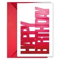 Detail of colorful Happy Birthday card set with red artistic text and red envelope - Red Gradient Typography Theme (T020401227)
